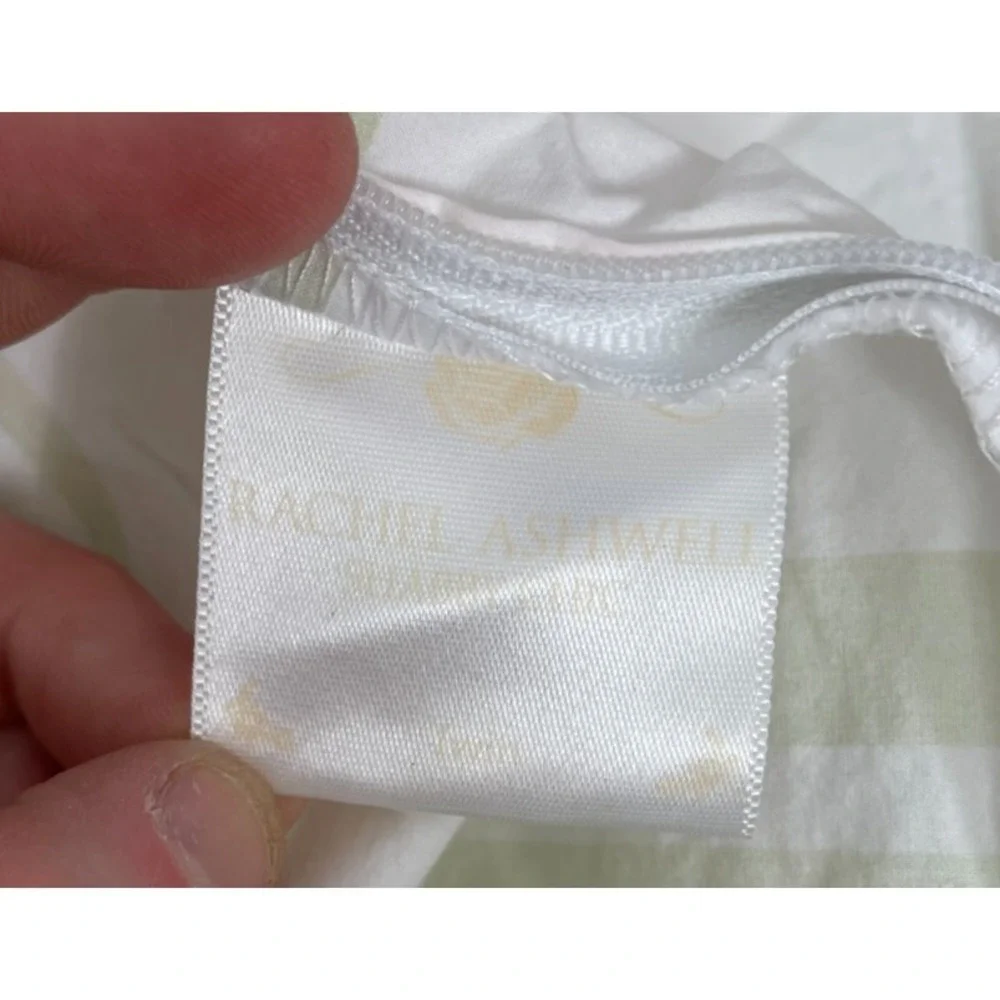 Vintage Rachel Ashwell Shabby Chic Couture Duvet Cover Twin White Green Stripes